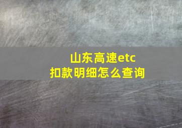 山东高速etc扣款明细怎么查询