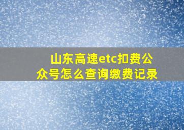 山东高速etc扣费公众号怎么查询缴费记录