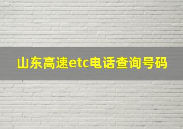 山东高速etc电话查询号码