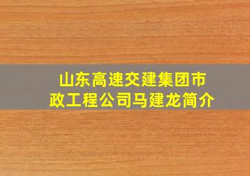 山东高速交建集团市政工程公司马建龙简介