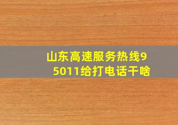 山东高速服务热线95011给打电话干啥