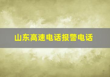 山东高速电话报警电话