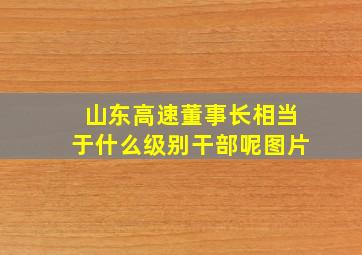 山东高速董事长相当于什么级别干部呢图片