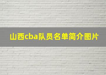 山西cba队员名单简介图片