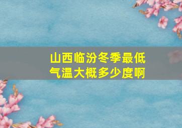 山西临汾冬季最低气温大概多少度啊