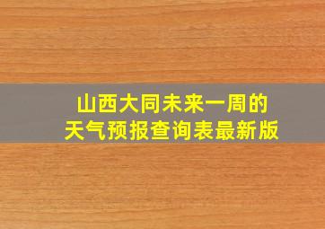 山西大同未来一周的天气预报查询表最新版