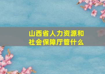 山西省人力资源和社会保障厅管什么