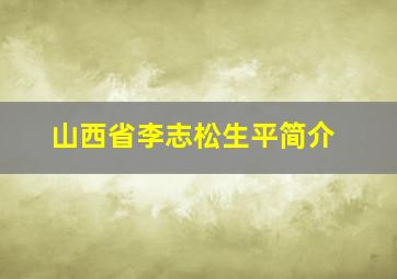 山西省李志松生平简介