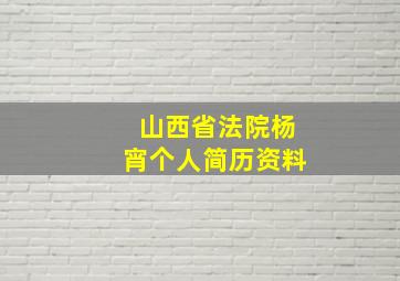 山西省法院杨宵个人简历资料