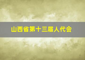 山西省第十三届人代会