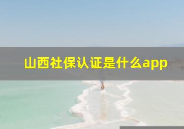 山西社保认证是什么app