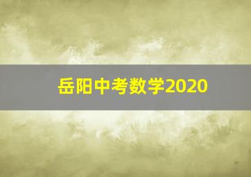 岳阳中考数学2020