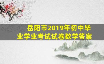 岳阳市2019年初中毕业学业考试试卷数学答案