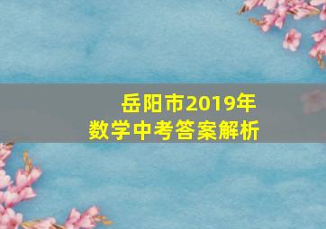 岳阳市2019年数学中考答案解析