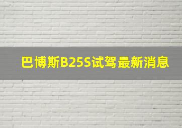 巴博斯B25S试驾最新消息