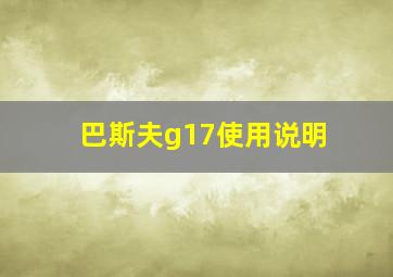 巴斯夫g17使用说明