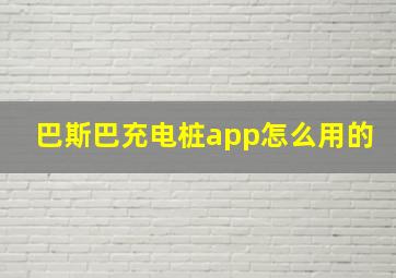 巴斯巴充电桩app怎么用的