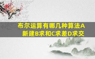 布尔运算有哪几种算法A新建B求和C求差D求交