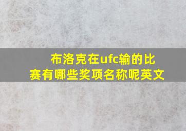 布洛克在ufc输的比赛有哪些奖项名称呢英文