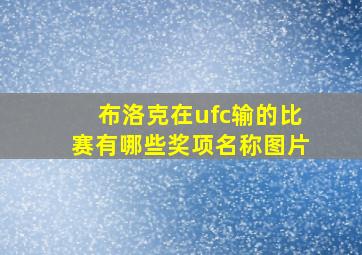 布洛克在ufc输的比赛有哪些奖项名称图片