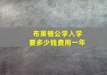 布莱顿公学入学要多少钱费用一年