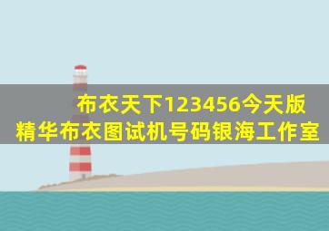 布衣天下123456今天版精华布衣图试机号码银海工作室