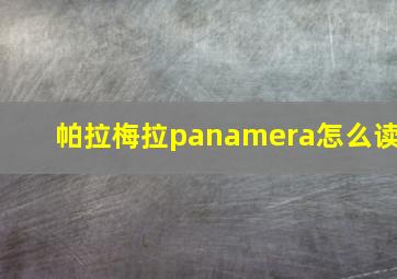 帕拉梅拉panamera怎么读