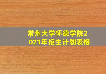 常州大学怀德学院2021年招生计划表格