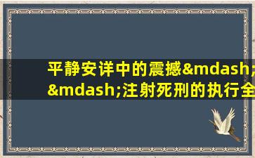 平静安详中的震撼——注射死刑的执行全过程