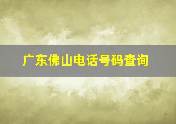 广东佛山电话号码查询