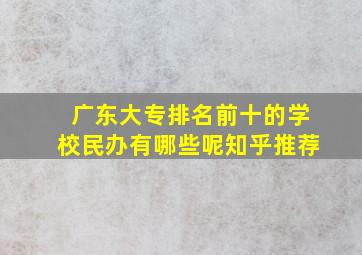 广东大专排名前十的学校民办有哪些呢知乎推荐