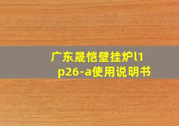 广东晟恺壁挂炉l1p26-a使用说明书