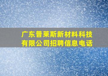 广东普莱斯新材料科技有限公司招聘信息电话