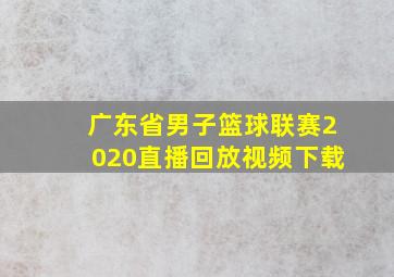 广东省男子篮球联赛2020直播回放视频下载