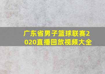 广东省男子篮球联赛2020直播回放视频大全