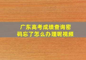 广东高考成绩查询密码忘了怎么办理呢视频