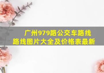 广州979路公交车路线路线图片大全及价格表最新