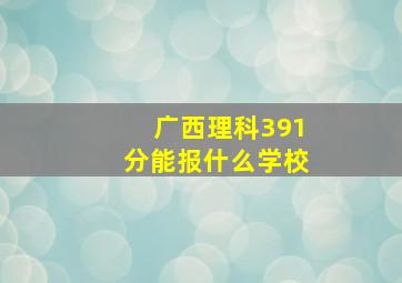 广西理科391分能报什么学校