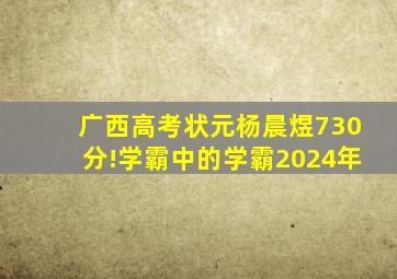 广西高考状元杨晨煜730分!学霸中的学霸2024年