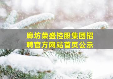 廊坊荣盛控股集团招聘官方网站首页公示