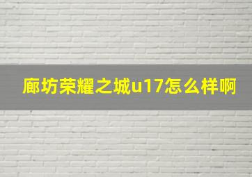 廊坊荣耀之城u17怎么样啊