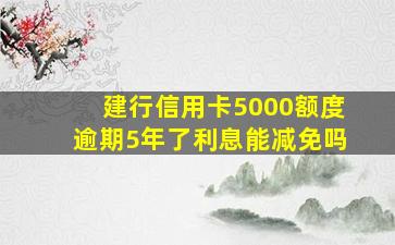 建行信用卡5000额度逾期5年了利息能减免吗