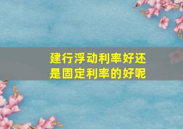 建行浮动利率好还是固定利率的好呢