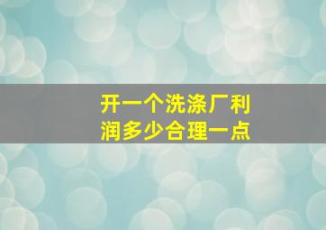 开一个洗涤厂利润多少合理一点