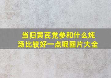 当归黄芪党参和什么炖汤比较好一点呢图片大全