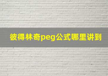 彼得林奇peg公式哪里讲到