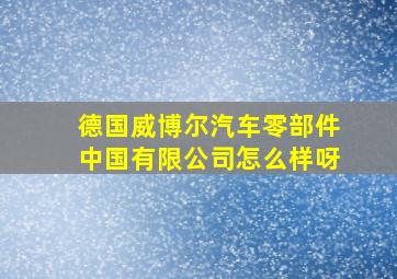 德国威博尔汽车零部件中国有限公司怎么样呀