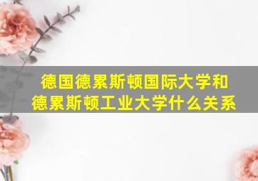 德国德累斯顿国际大学和德累斯顿工业大学什么关系