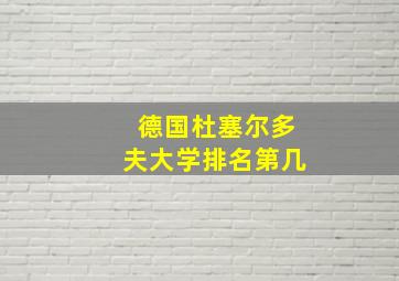 德国杜塞尔多夫大学排名第几