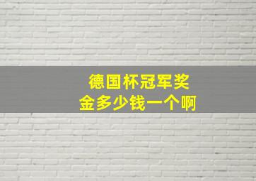 德国杯冠军奖金多少钱一个啊